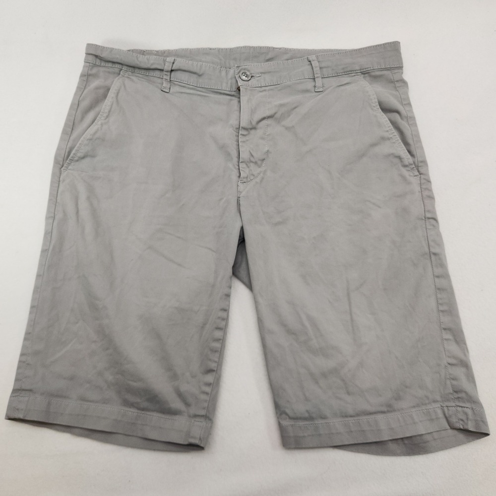 AG Adriano Goldschmied Gray Cotton Twill Shorts Flat Front Size 36R